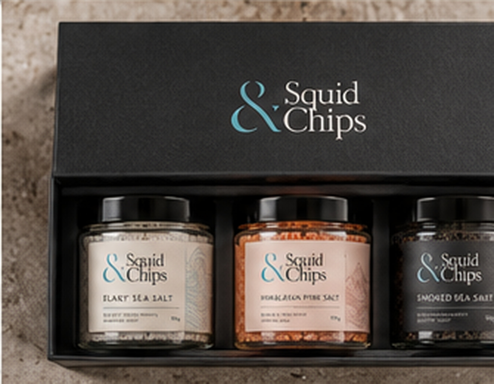 Gift box containing a coordinated trio of salt jars